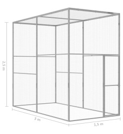 Cage pour chat 3x1,5x2,5 m Acier galvanisé