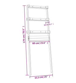 Étagère de toilette Gris 63,5x32x179 cm Bois de pin massif