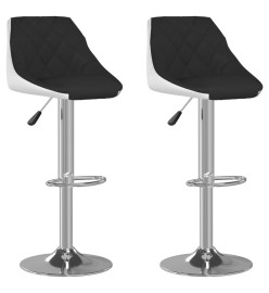 Tabourets de bar lot de 2 noir et blanc similicuir