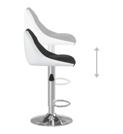 Tabourets de bar lot de 2 noir et blanc similicuir