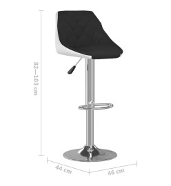 Tabourets de bar lot de 2 noir et blanc similicuir