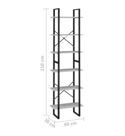 Étagère de rangement Gris béton 60x30x210 cm Bois d'ingénierie