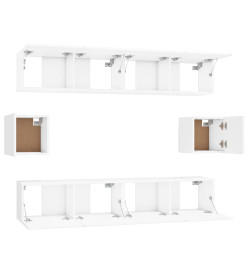 Ensemble de meubles TV 6 pcs Blanc Bois d'ingénierie