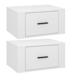 Tables de chevet murales 2 pcs Blanc brillant 50x36x25 cm