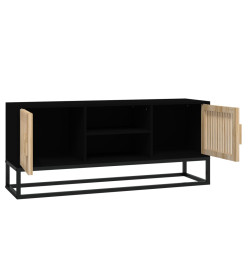 Meuble TV noir 105x30x45 cm bois d'ingénierie et fer