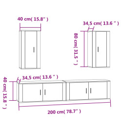 Ensemble de meubles TV 4 pcs Chêne fumé Bois d'ingénierie