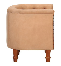 Fauteuil Marron Cuir véritable et bois de manguier massif