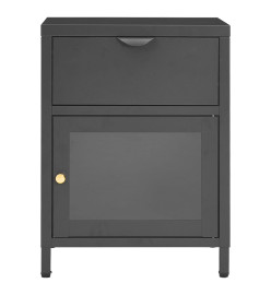 Table de chevet Anthracite 40x30x54,5 cm Acier et verre