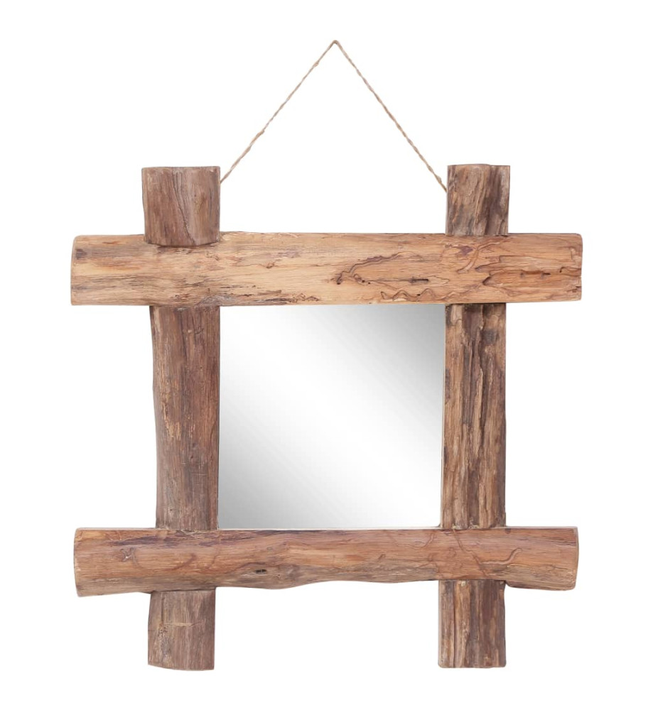 Miroir à bûches Naturel 50x50 cm Bois de récupération massif