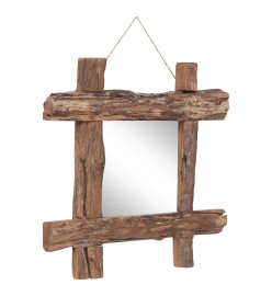 Miroir à bûches Naturel 50x50 cm Bois de récupération massif