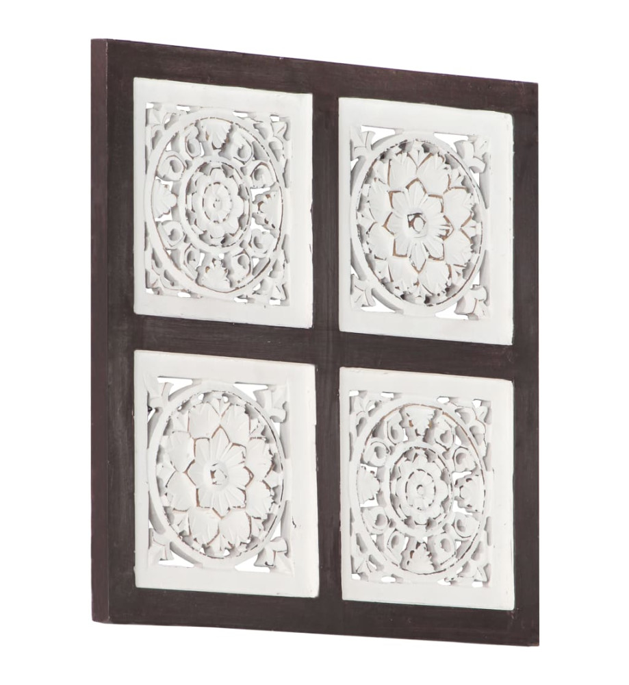 Panneau mural sculpté à la main MDF 40x40x1,5cm Marron et blanc