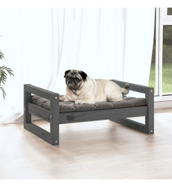 Lit pour chien Gris 65,5x50,5x28 cm Bois de pin solide