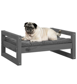 Lit pour chien Gris 65,5x50,5x28 cm Bois de pin solide