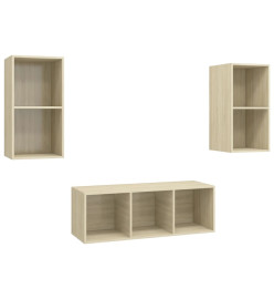 Ensemble de meuble TV 3 pcs Chêne sonoma Aggloméré