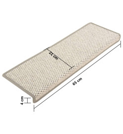 Tapis d'escalier autocollants 15 pcs 65x21x4 cm Beige