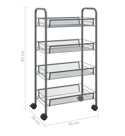 Chariot de cuisine à 4 niveaux Gris 46x26x85 cm Fer