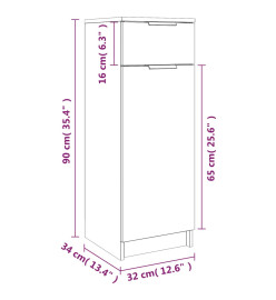 Armoire de salle de bain Chêne sonoma 32x34x90 cm