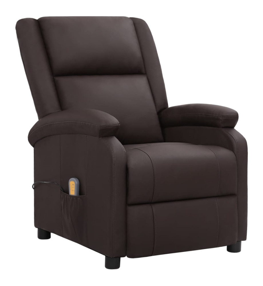 Fauteuil de massage marron cuir véritable