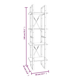 Bibliothèque 4 niveaux Chêne brun 40x30x140cm Bois d'ingénierie