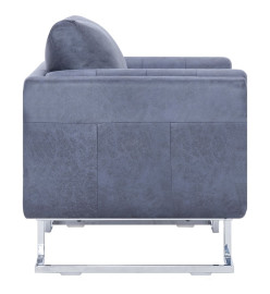 Fauteuil cube Gris Similicuir daim