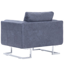 Fauteuil cube Gris Similicuir daim