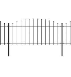 Clôture de jardin à dessus en lance Acier (0,5-0,75)x3,4 m Noir