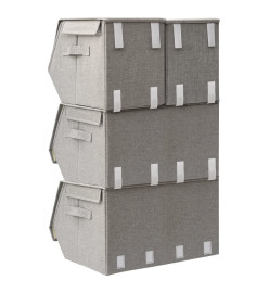 Boîtes de rangement empilables 4 pcs Tissu Gris