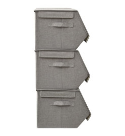 Boîtes de rangement empilables 4 pcs Tissu Gris