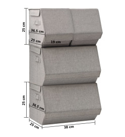 Boîtes de rangement empilables 4 pcs Tissu Gris