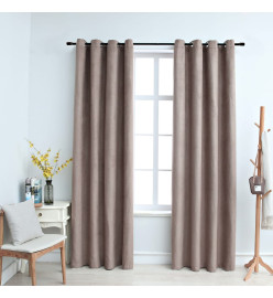 Rideaux occultants avec anneaux en métal 2 pcs Taupe 140x225 cm