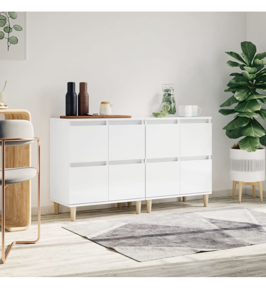 Buffets 2 pcs blanc brillant 60x35x70 cm bois d'ingénierie Buffets 2 pcs blanc brillant 60x35x70 cm bois d'ingénierie