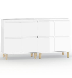 Buffets 2 pcs blanc brillant 60x35x70 cm bois d'ingénierie
