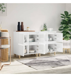 Buffets 2 pcs blanc brillant 60x35x70 cm bois d'ingénierie