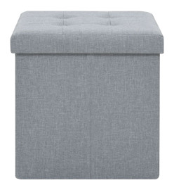 Tabourets de rangement pliables lot de 2 gris clair Faux lin