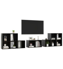 Ensemble de meubles TV 8 pcs Noir brillant Aggloméré