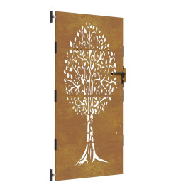 Portail de jardin 85x200 cm acier corten conception de l'arbre