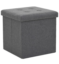 Tabouret de rangement pliable Gris foncé Faux lin