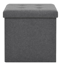 Tabouret de rangement pliable Gris foncé Faux lin