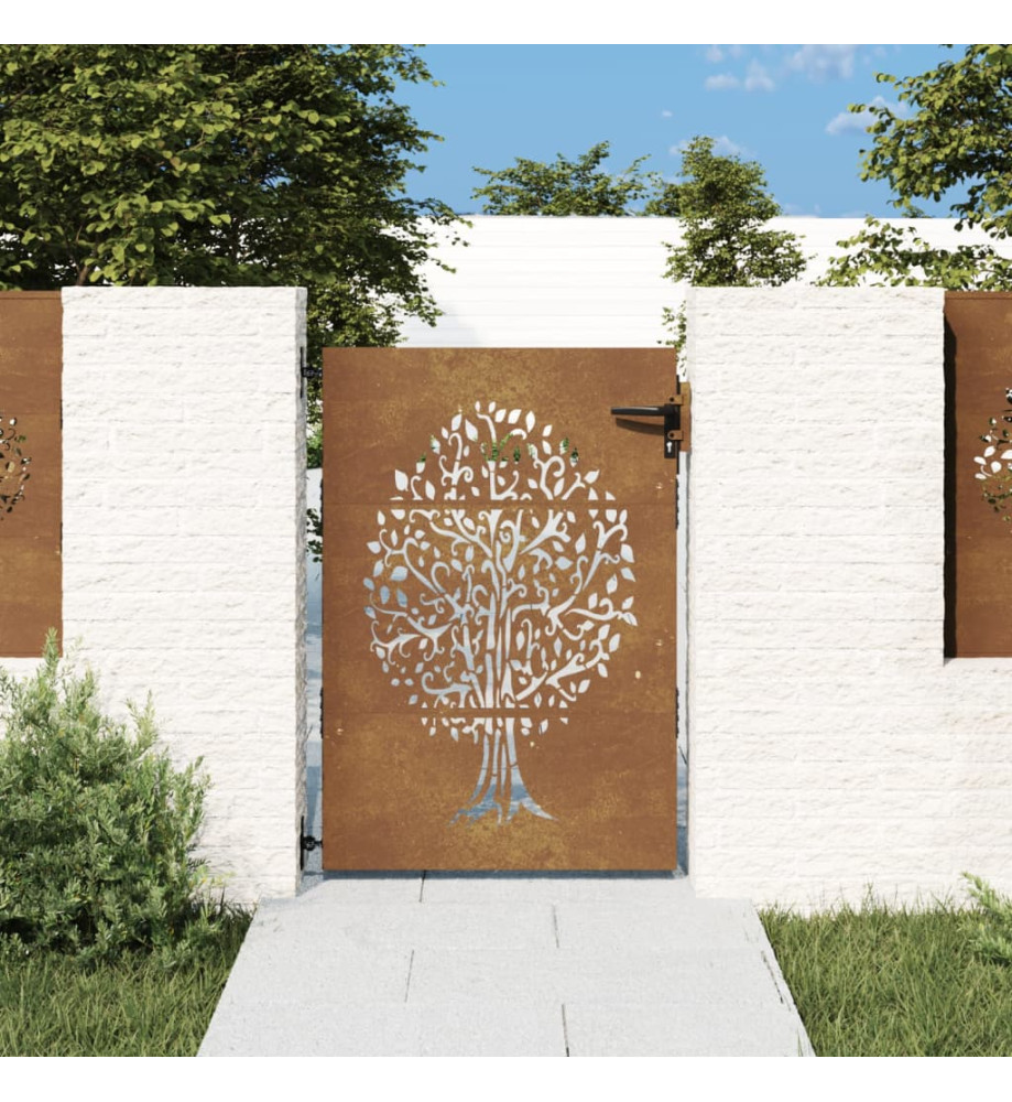 Portail de jardin 85x150 cm acier corten conception de l'arbre