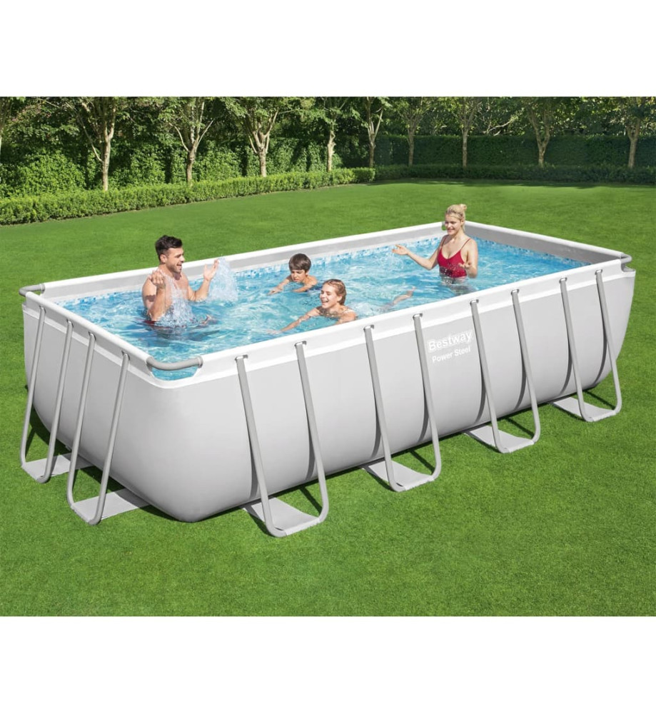 Bestway Ensemble de piscine Power Steel Rectangulaire 488x244x122 cm