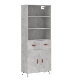 Buffet haut Gris béton 69,5x34x180 cm Bois d'ingénierie