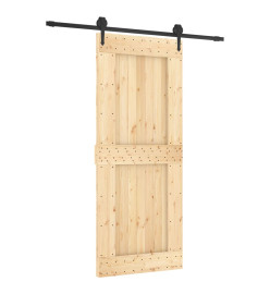 Porte coulissante et kit de quincaillerie 85x210 cm pin massif