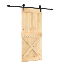 Porte coulissante et kit de quincaillerie 90x210 cm pin massif