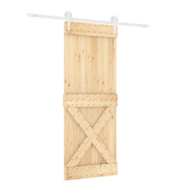 Porte coulissante et kit de quincaillerie 80x210 cm pin massif