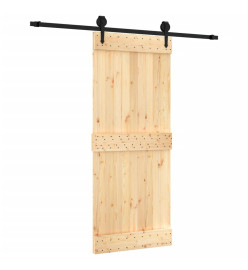 Porte coulissante et kit de quincaillerie 85x210 cm pin massif