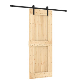 Porte coulissante et kit de quincaillerie 80x210 cm pin massif