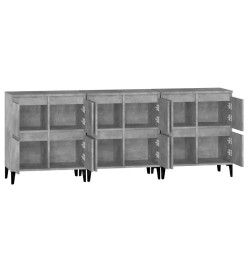 Buffets 3 pcs gris béton 60x35x70 cm bois d'ingénierie