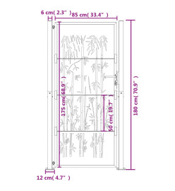 Portail de jardin 105x180 cm acier corten design de bambou