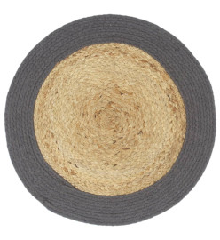 Napperons 6 pcs Naturel et anthracite 38 cm Jute et coton