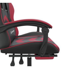 Chaise de jeu avec repose-pied Noir/rouge bordeaux Similicuir